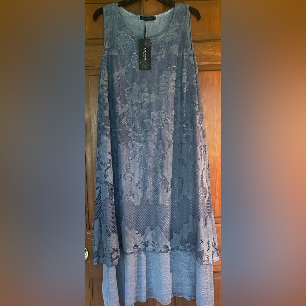 Brand New Small Blue Floral Lace Maxi Dress